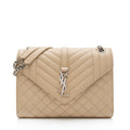 Saint Laurent Mixed Matelasse Grain de Poudre Monogram Medium Shoulder Bag (SHF-AvP2UF)
