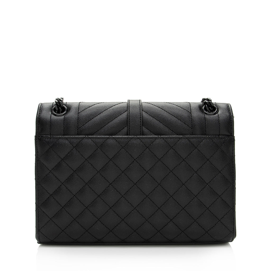 Saint Laurent Mixed Matelasse Grain de Poudre Monogram Medium Shoulder Bag (SHF-nFM7Cy)