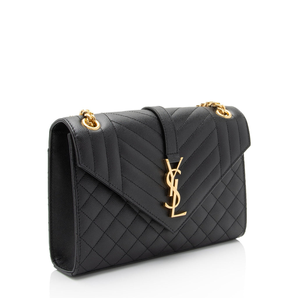 Saint Laurent Mixed Matelasse Grain de Poudre Monogram Medium Shoulder Bag (SHF-vIsSXF)