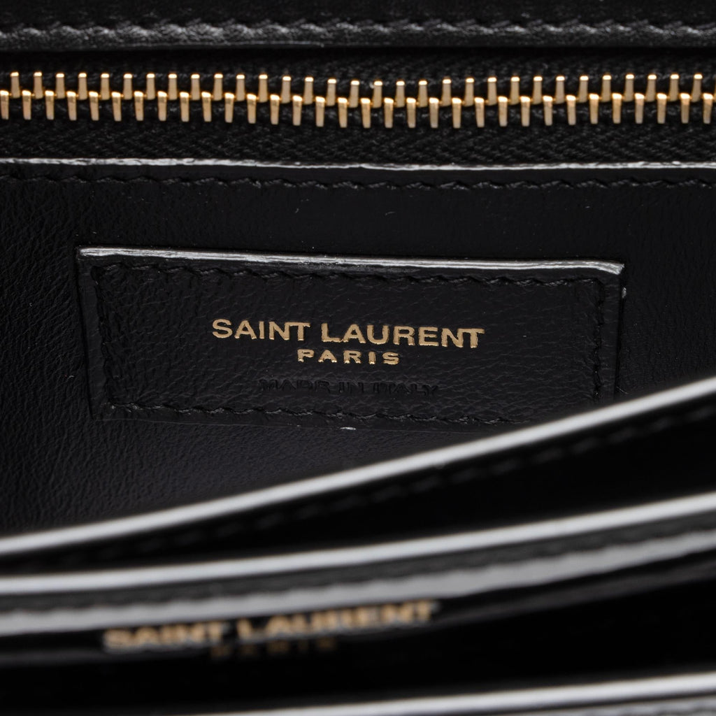 Saint Laurent Patent Leather Monogram Cassandra Medium Chain Bag (SHF-23411)