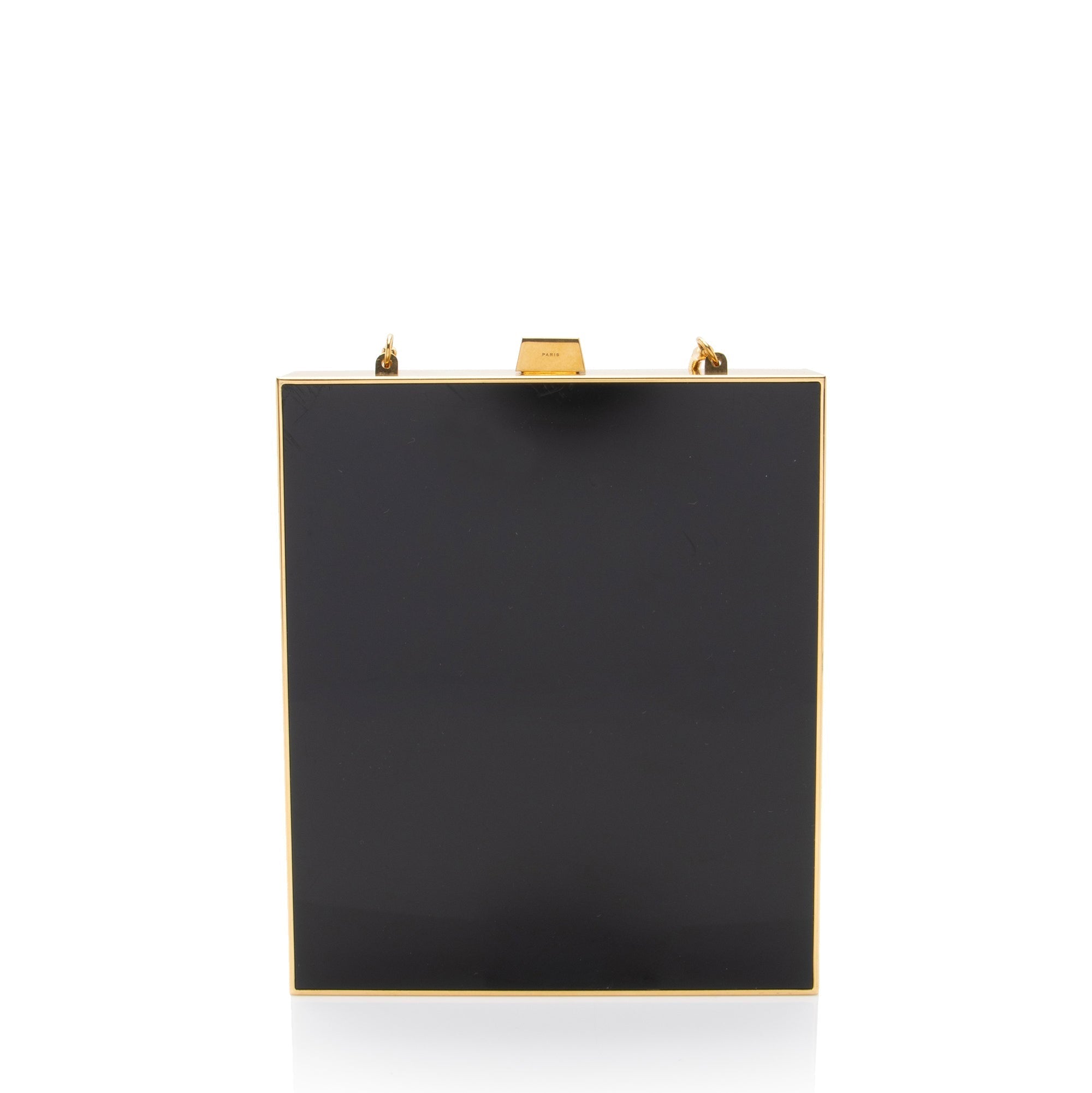 Saint Laurent Plexiglass Minaudiere Tuxedo Monogram Box Shoulder Bag (SHF-neNwyi)