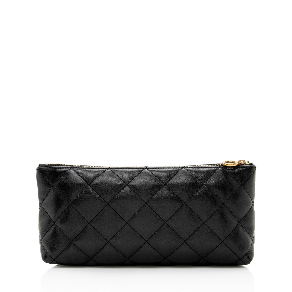Saint Laurent Quilted Lambskin Pouch (SHF-22668)