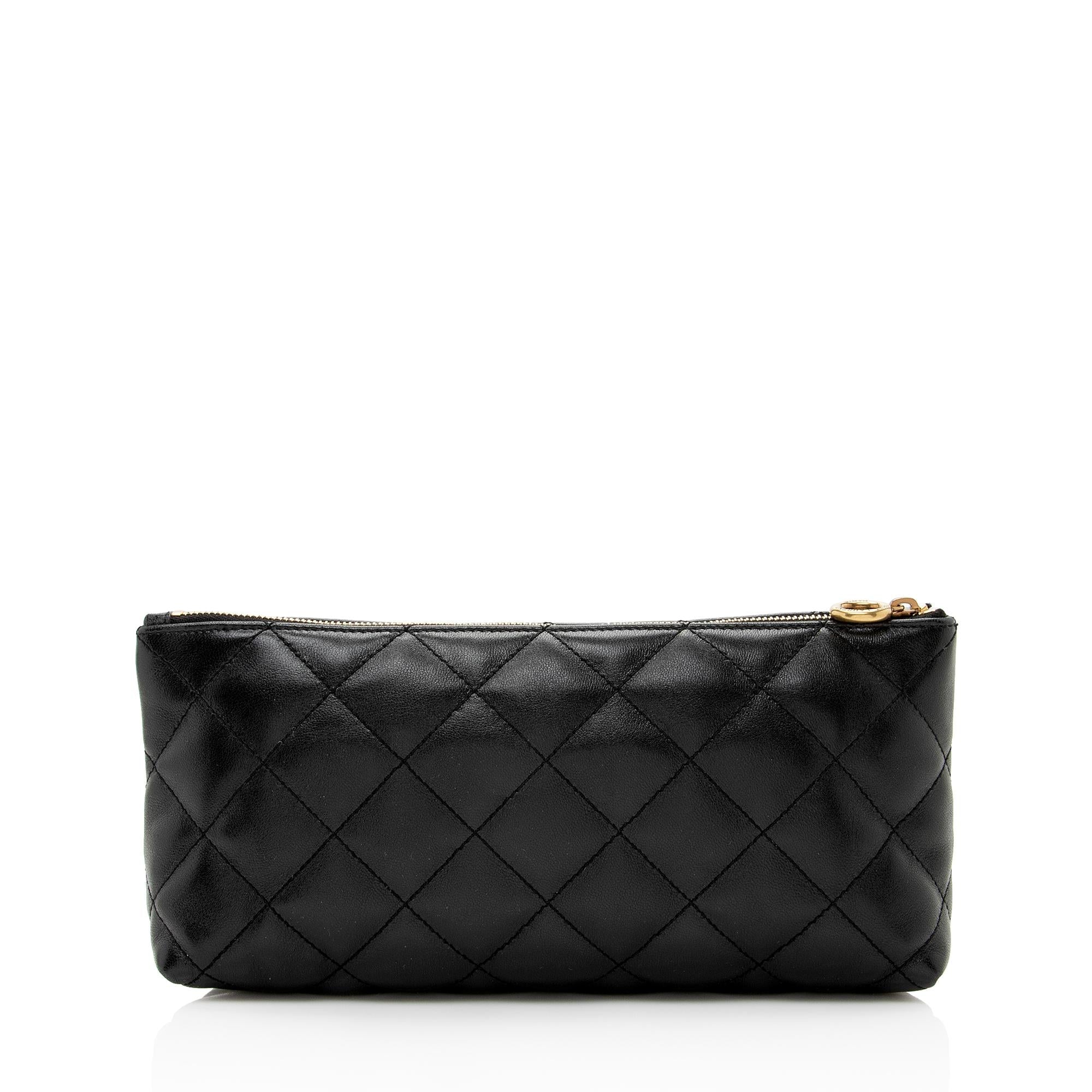 Saint Laurent Quilted Lambskin Pouch (SHF-22668)