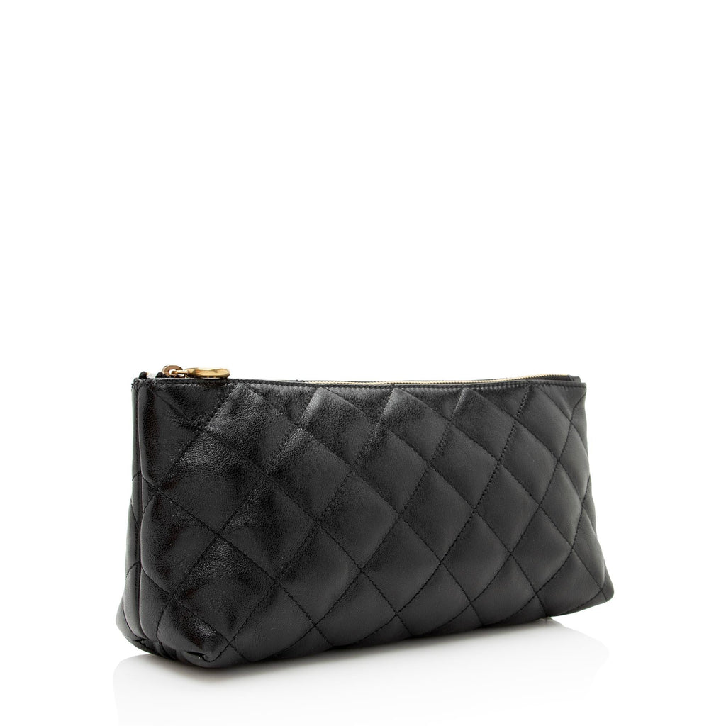 Saint Laurent Quilted Lambskin Pouch (SHF-22668)