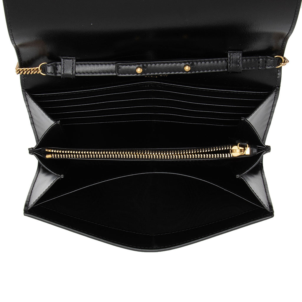 Saint Laurent Smooth Calfskin Monogram Cassandre Chain Wallet (SHF-O6MCNA)