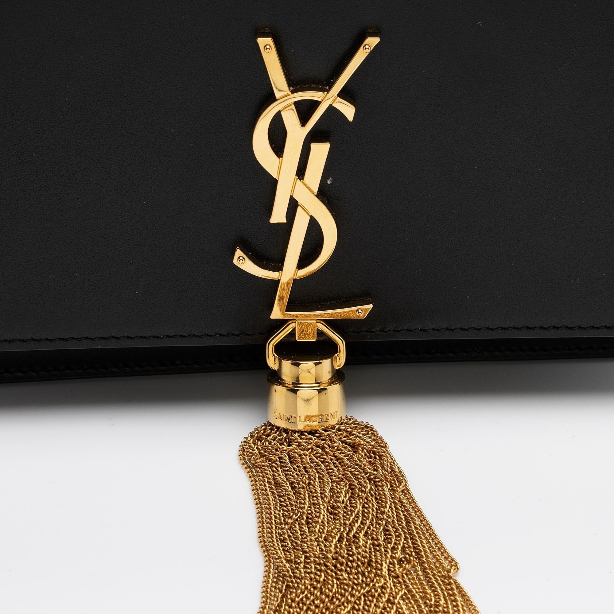Saint Laurent Smooth Calfskin Monogram Kate Tassel Chain Wallet (SHF-PhIRuS)