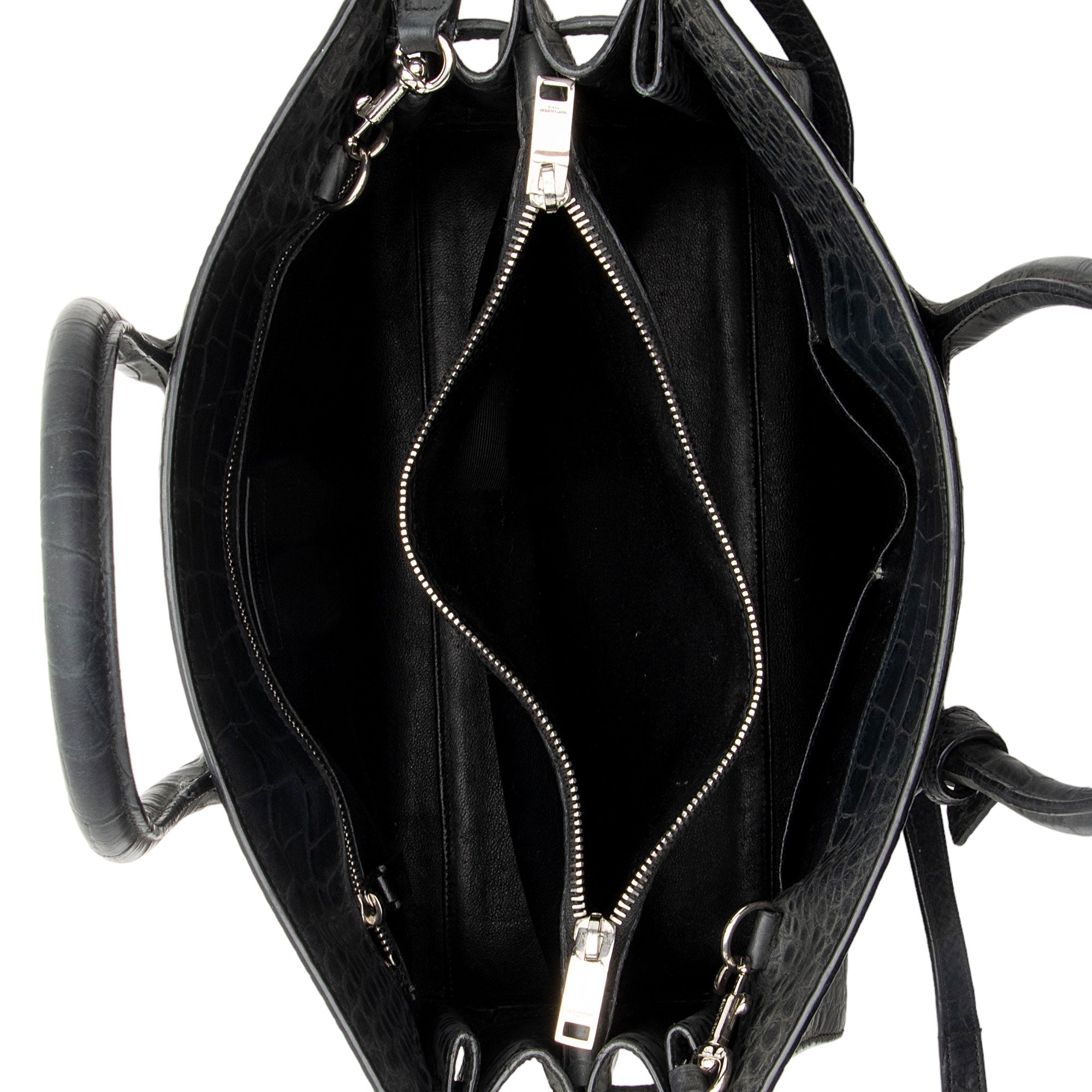 Saint Laurent Suede Croc Embossed Sac De Jour Small Tote (SHF-KNTdV6)