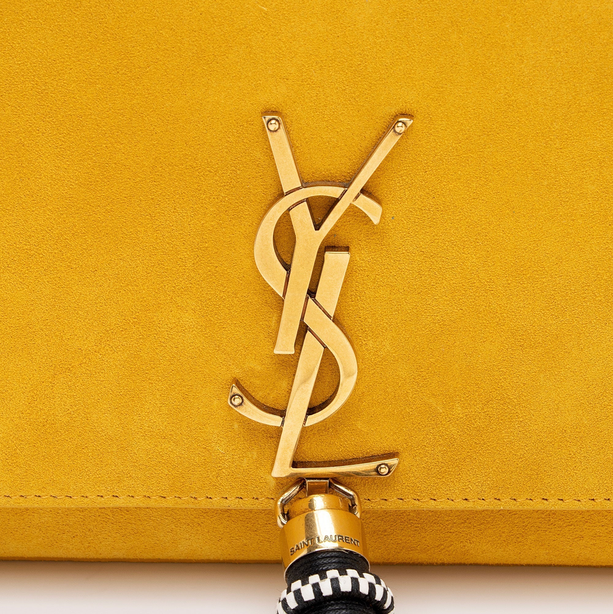 Saint Laurent Suede Monogram Kate Tassel Medium Shoulder Bag (SHF-ODWp7x)