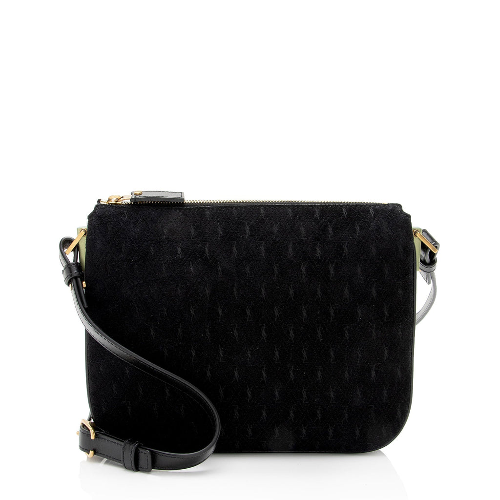Saint Laurent Suede Monogram King Palm Crossbody Bag (SHF-eGBpnw)