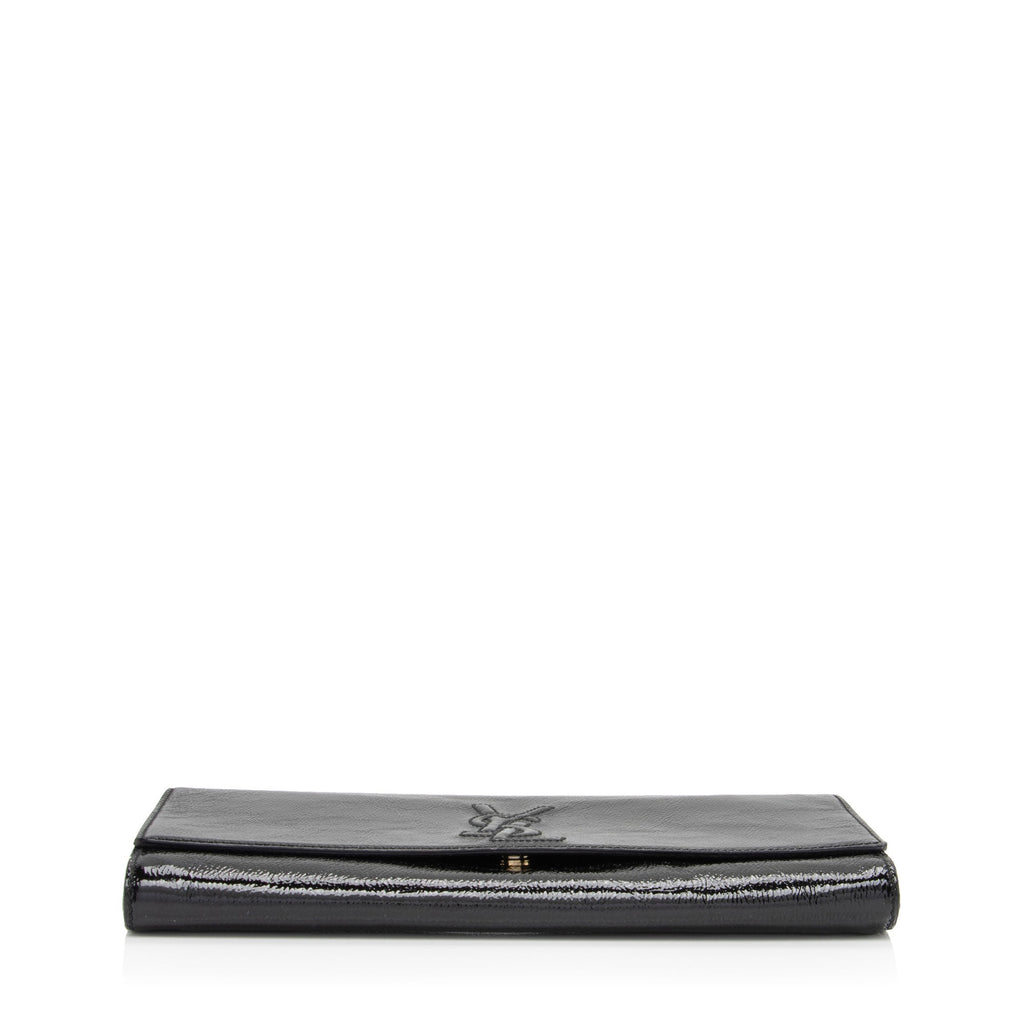 Saint Laurent Vintage Patent Leather Monogram Belle de Jour Clutch (SHF-BY8Utu)
