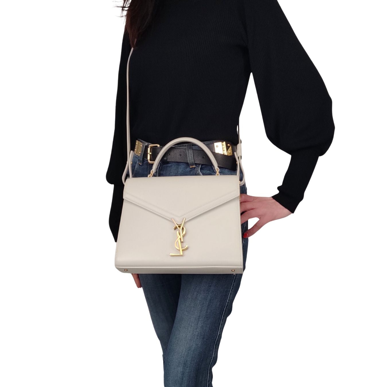 SAINT LAURENT Saint Laurent Cassandra Medium bag in beige leather new collection