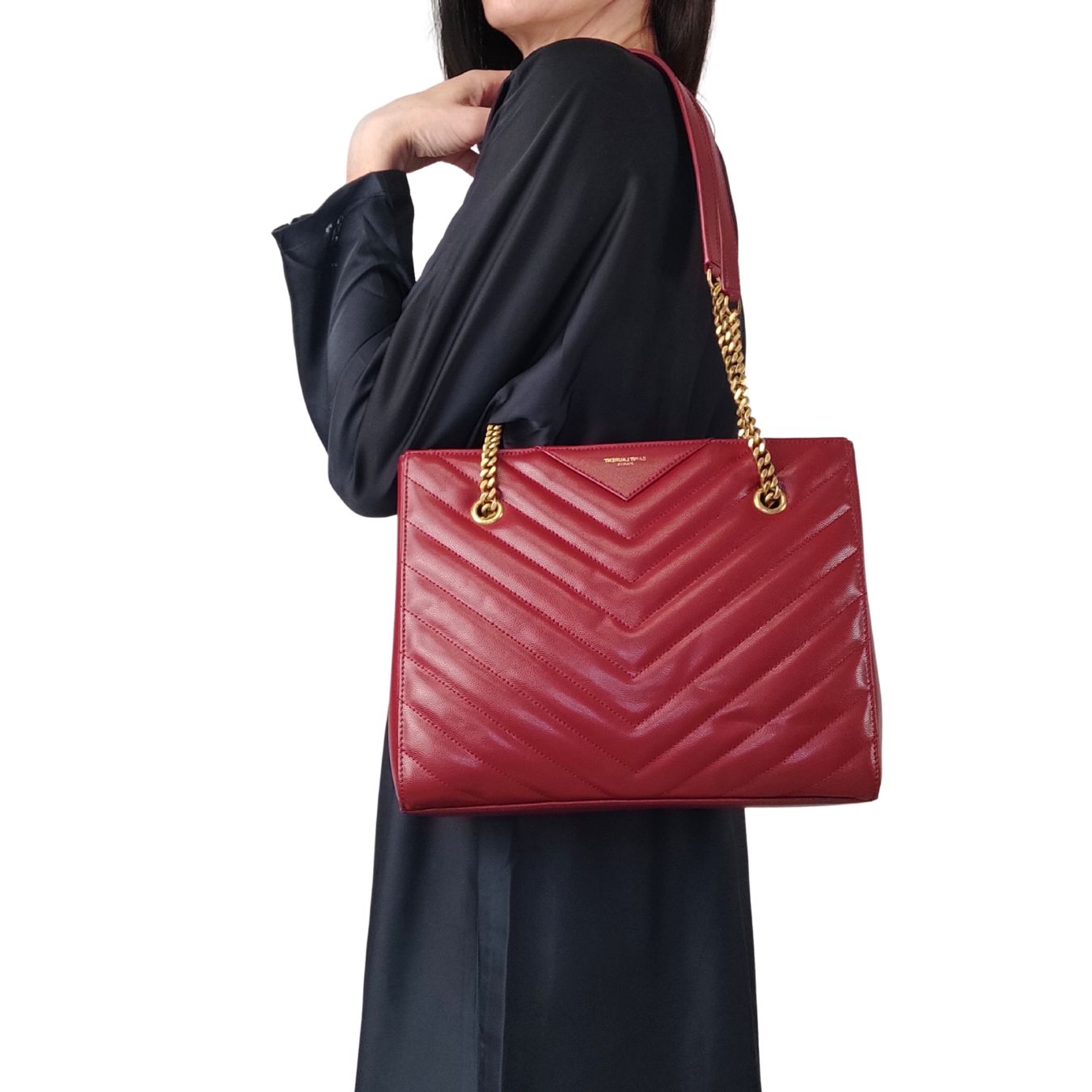 SAINT LAURENT Saint Laurent Tribeca shoulder bag in burgundy leather