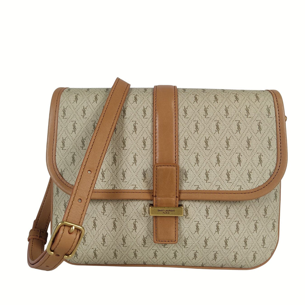 SAINT LAURENT Saint Laurent Le Monogramme shoulder bag in beige coated canvas