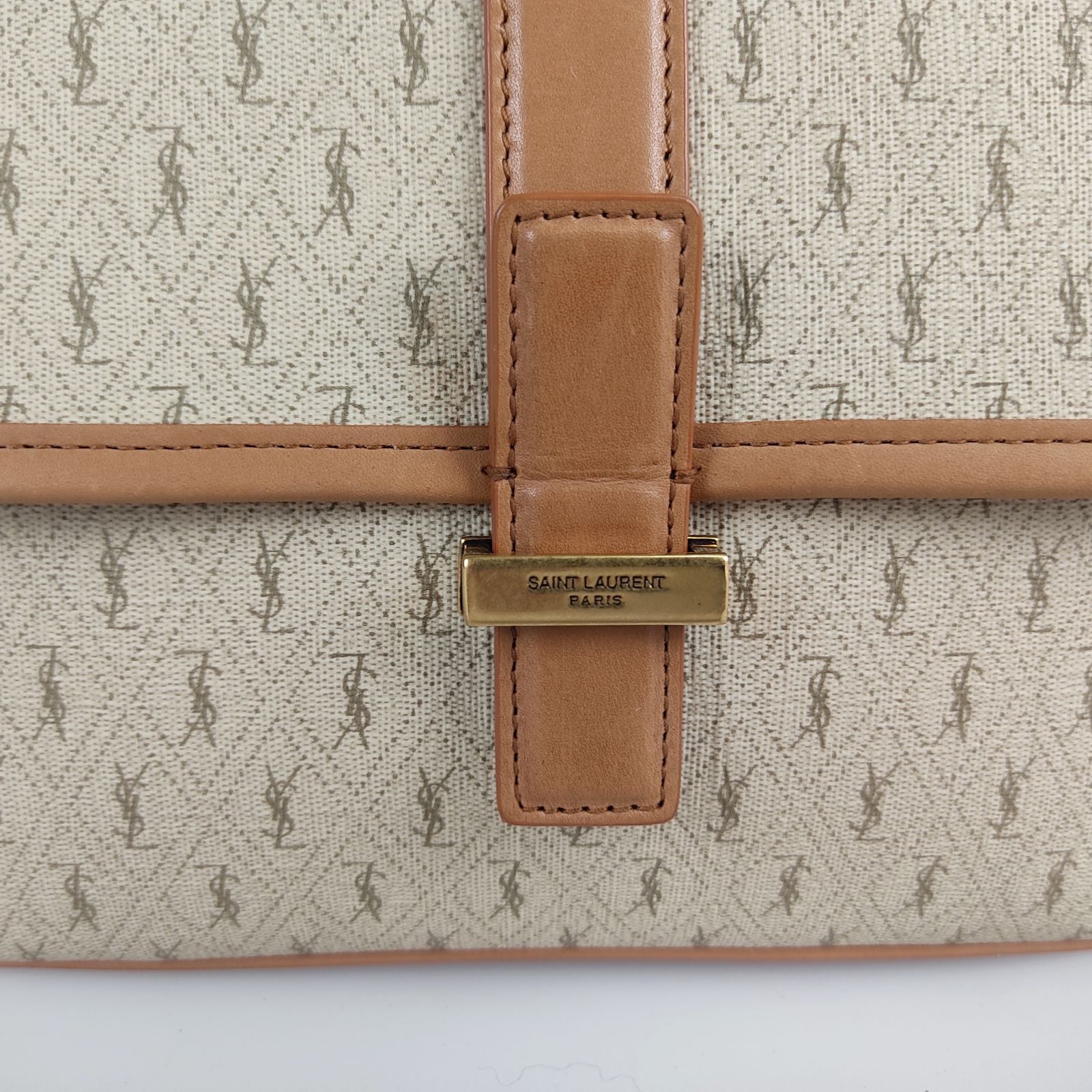 SAINT LAURENT Saint Laurent Le Monogramme shoulder bag in beige coated canvas