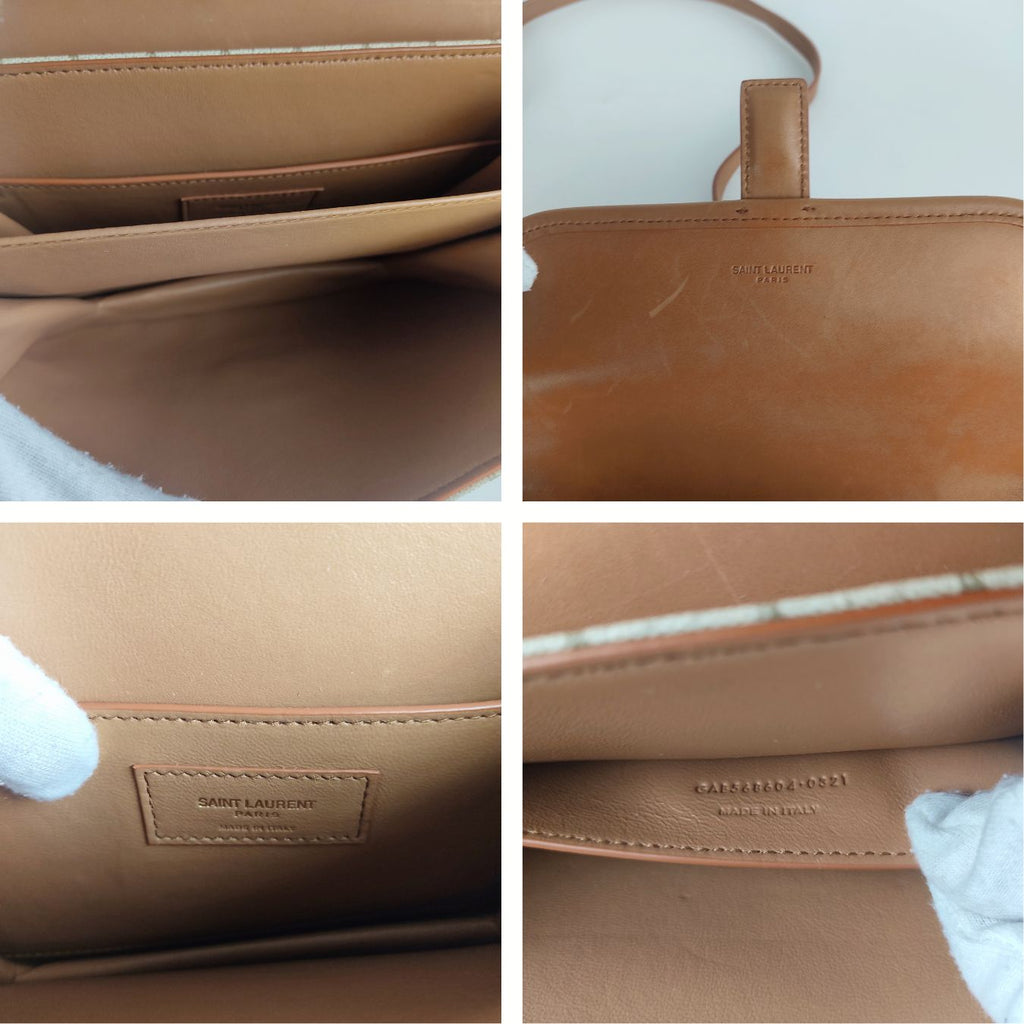 SAINT LAURENT Saint Laurent Le Monogramme shoulder bag in beige coated canvas