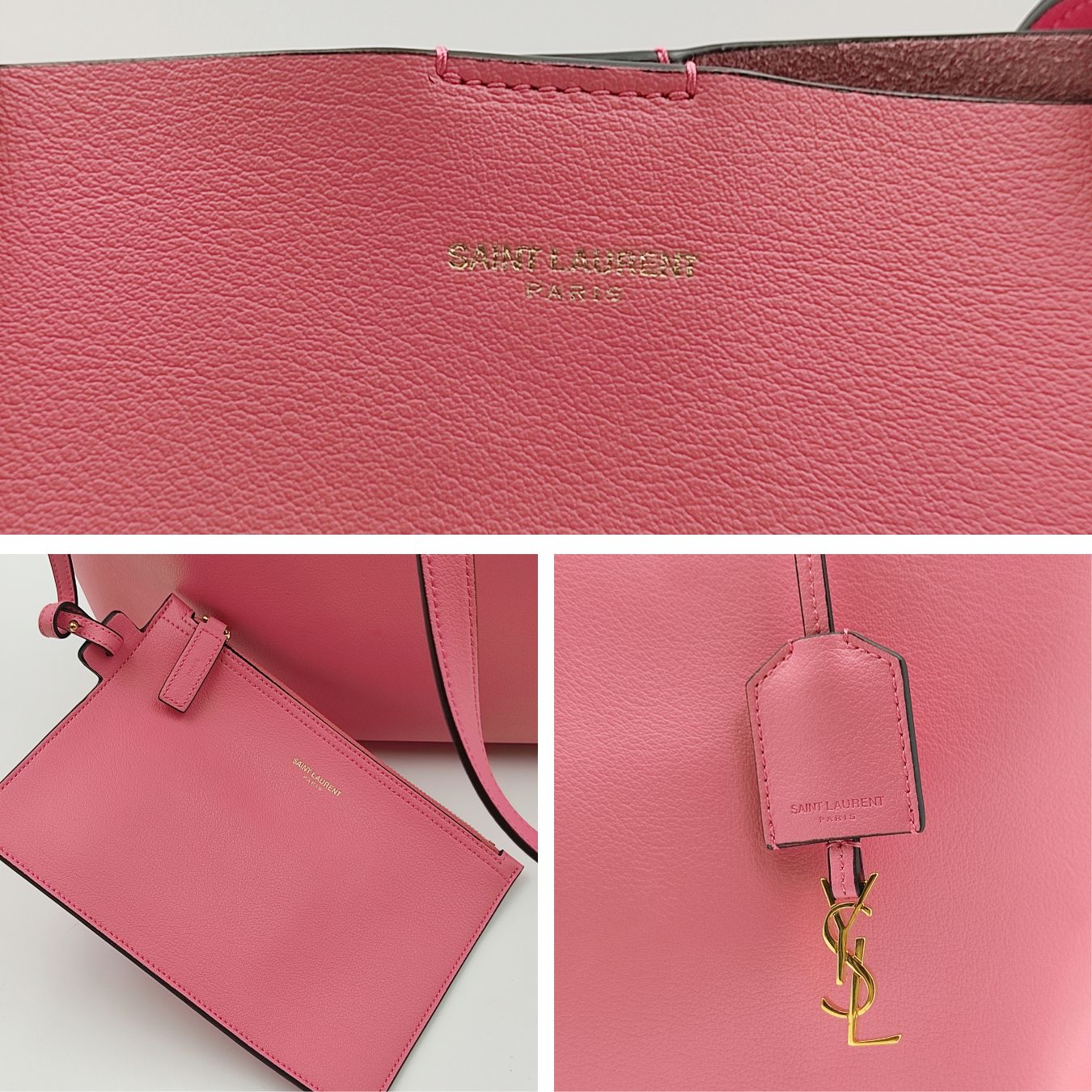 SAINT LAURENT Saint Laurent shopper bag with pochette in pink leather