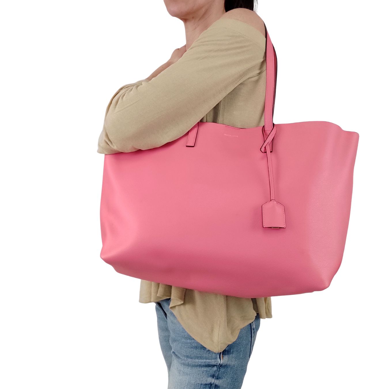 SAINT LAURENT Saint Laurent shopper bag with pochette in pink leather