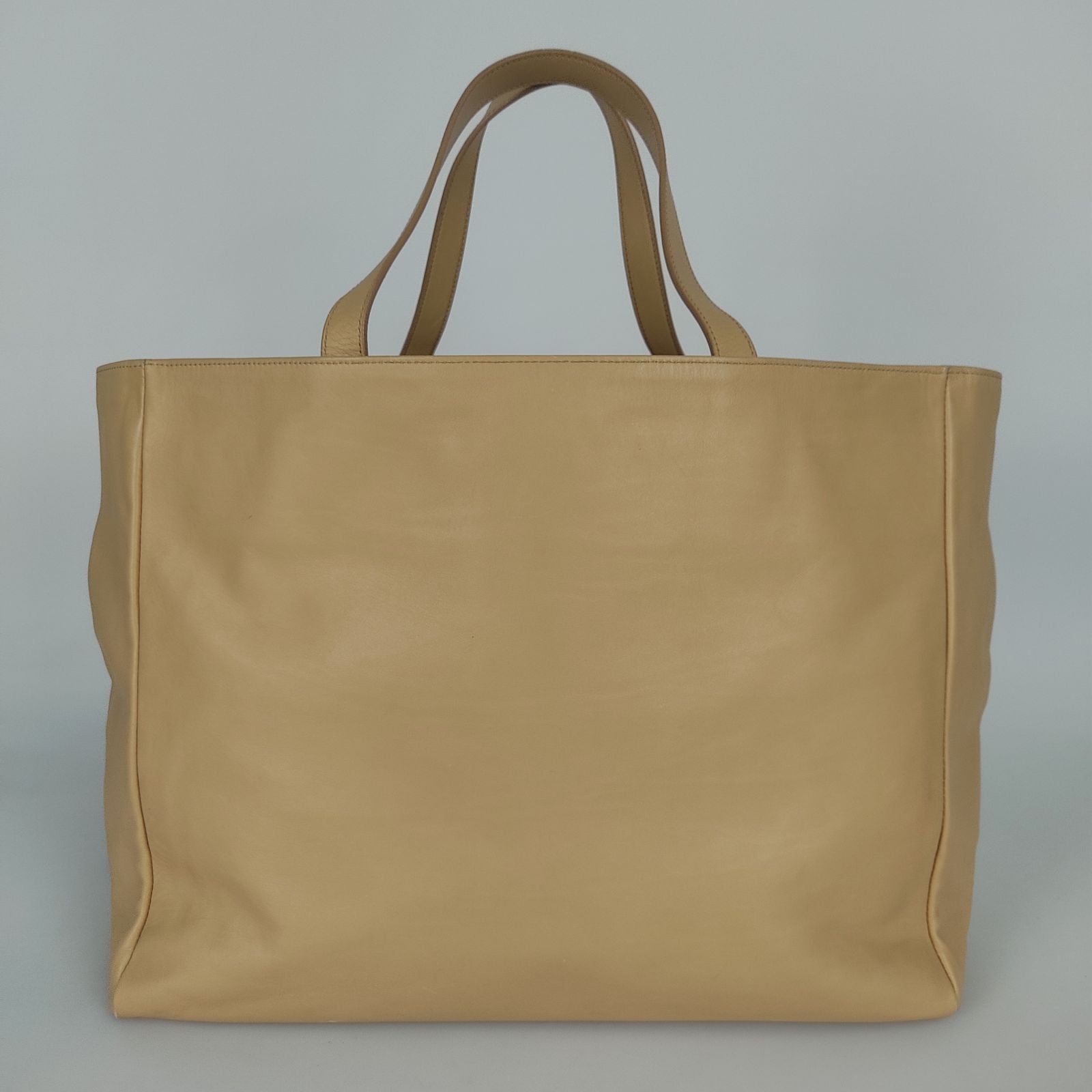 SAINT LAURENT Saint Laurent tote shopper bag with pochette in beige leather
