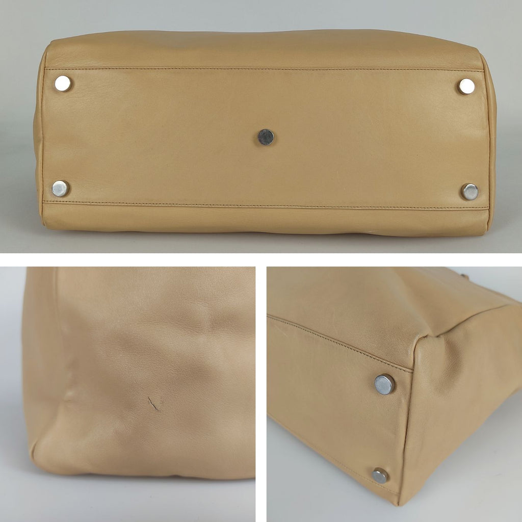 SAINT LAURENT Saint Laurent tote shopper bag with pochette in beige leather