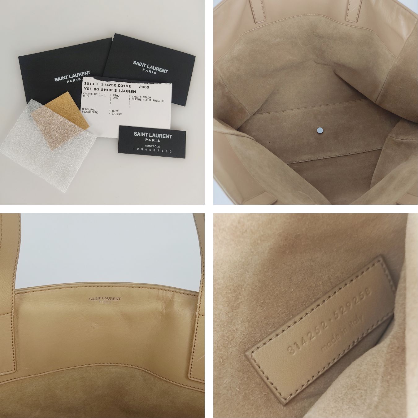 SAINT LAURENT Saint Laurent tote shopper bag with pochette in beige leather