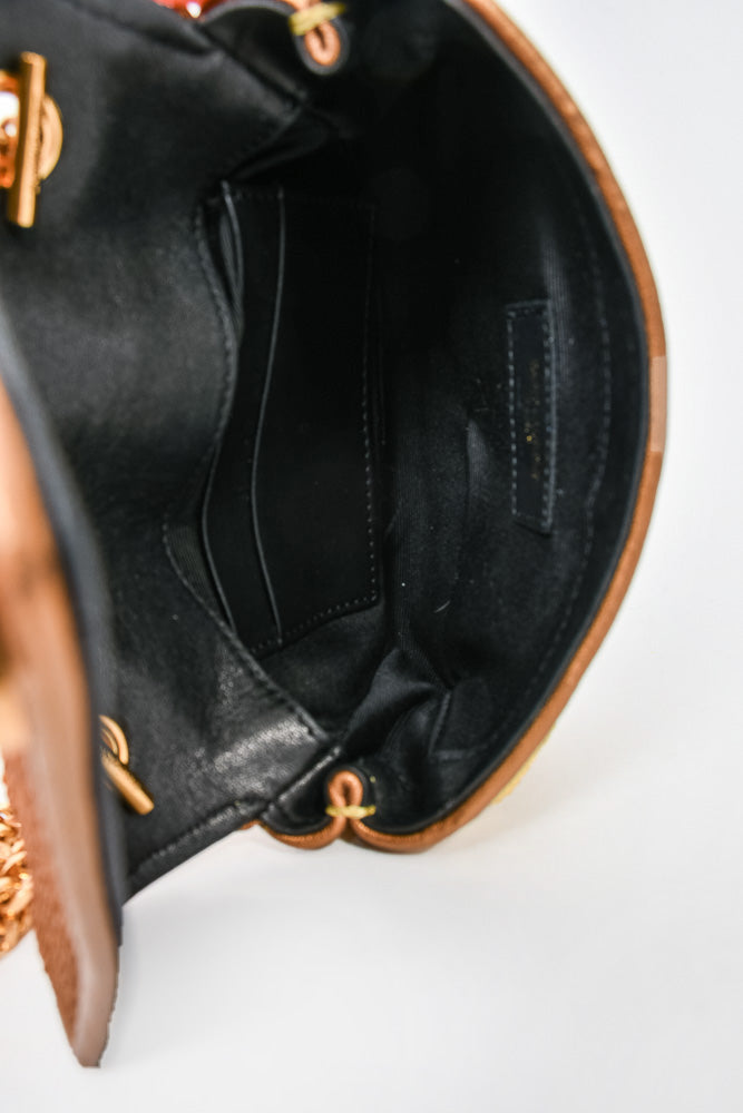 Saint Laurent Gold Sequin Mini YSL Crossbody