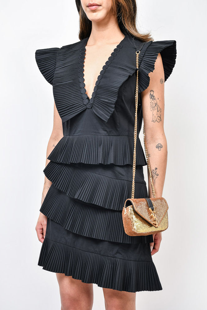 Saint Laurent Gold Sequin Mini YSL Crossbody