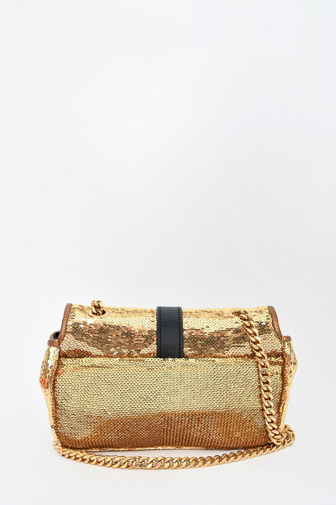 Saint Laurent Gold Sequin Mini YSL Crossbody