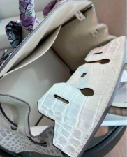Hermès Birkin 25 Blanc Himalaya Crocodile Bag PHW