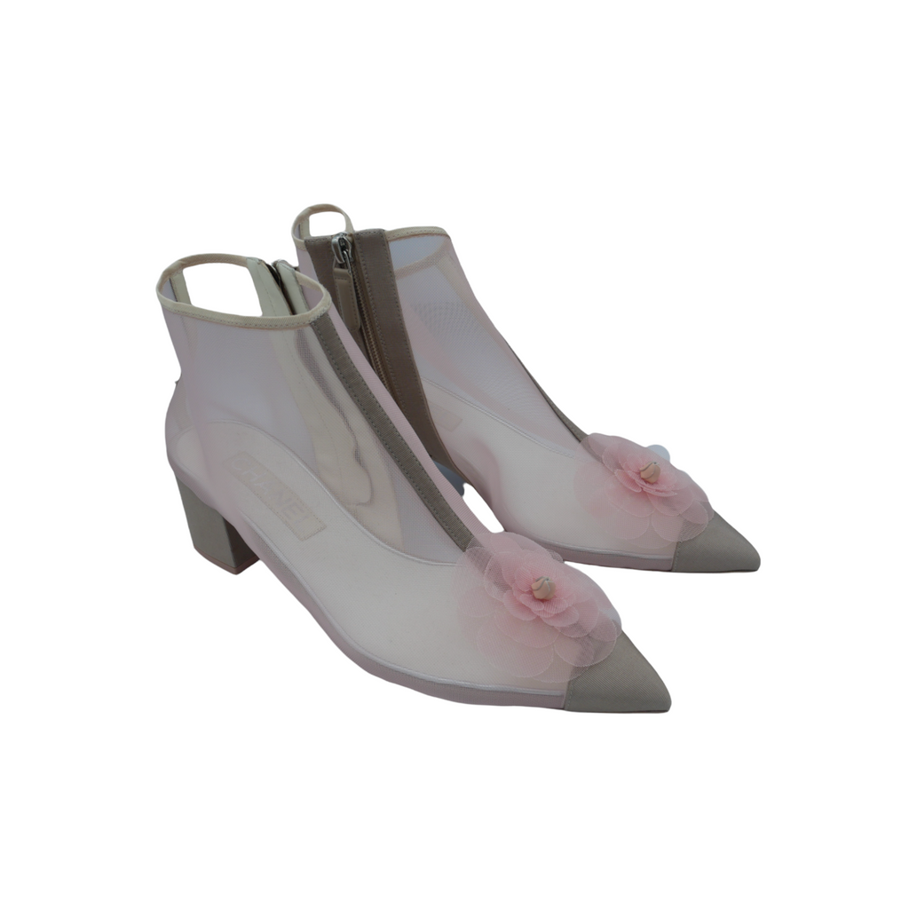 Chanel mesh camelia ankle boots - 40