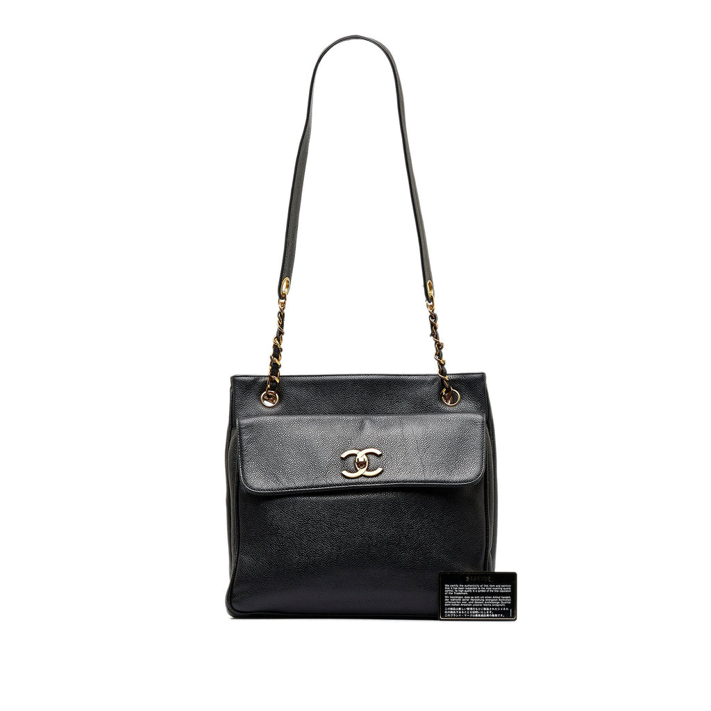 CHANEL CC Caviar Leather Shoulder Bag