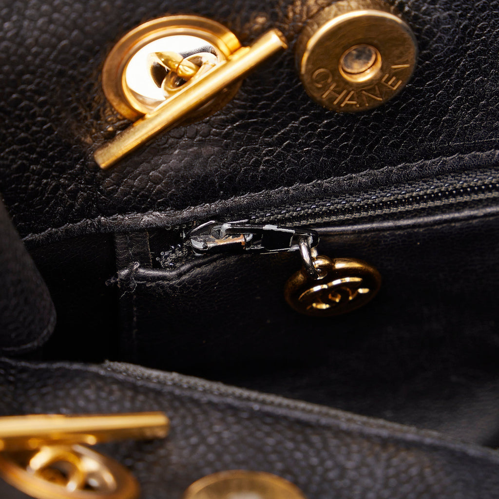 CHANEL CC Caviar Leather Shoulder Bag