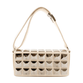 Chanel Ivory Jersey Evening Bag with Mirrored Pyramid Studs