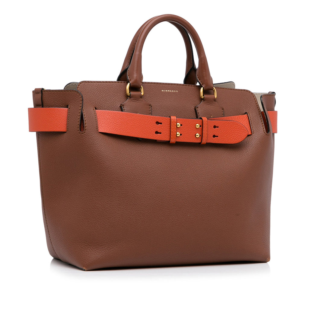 Burberry Belt Handbag Medium Brown Leather