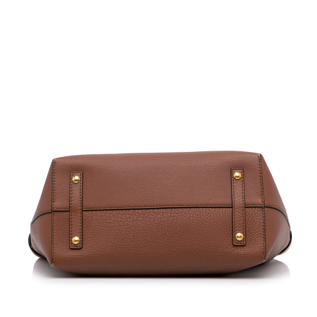 Burberry Belt Handbag Medium Brown Leather