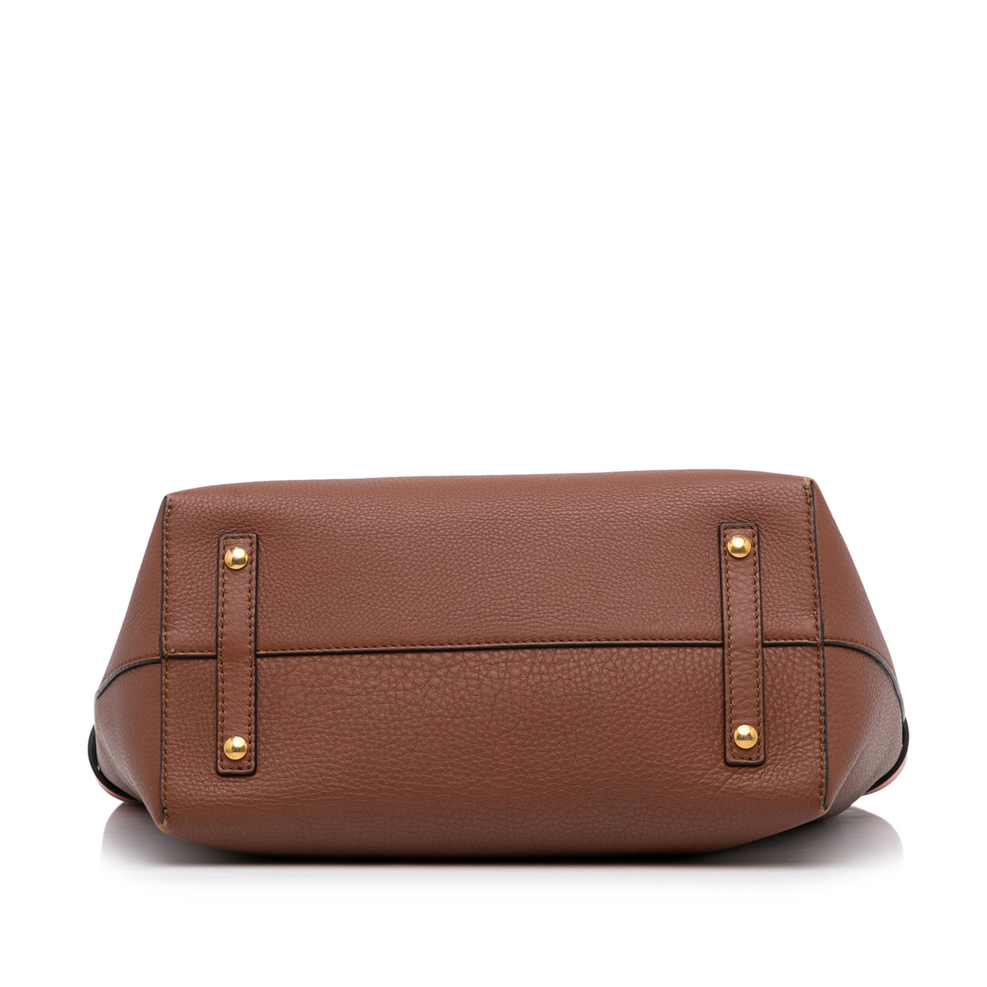 Burberry Belt Handbag Medium Brown Leather