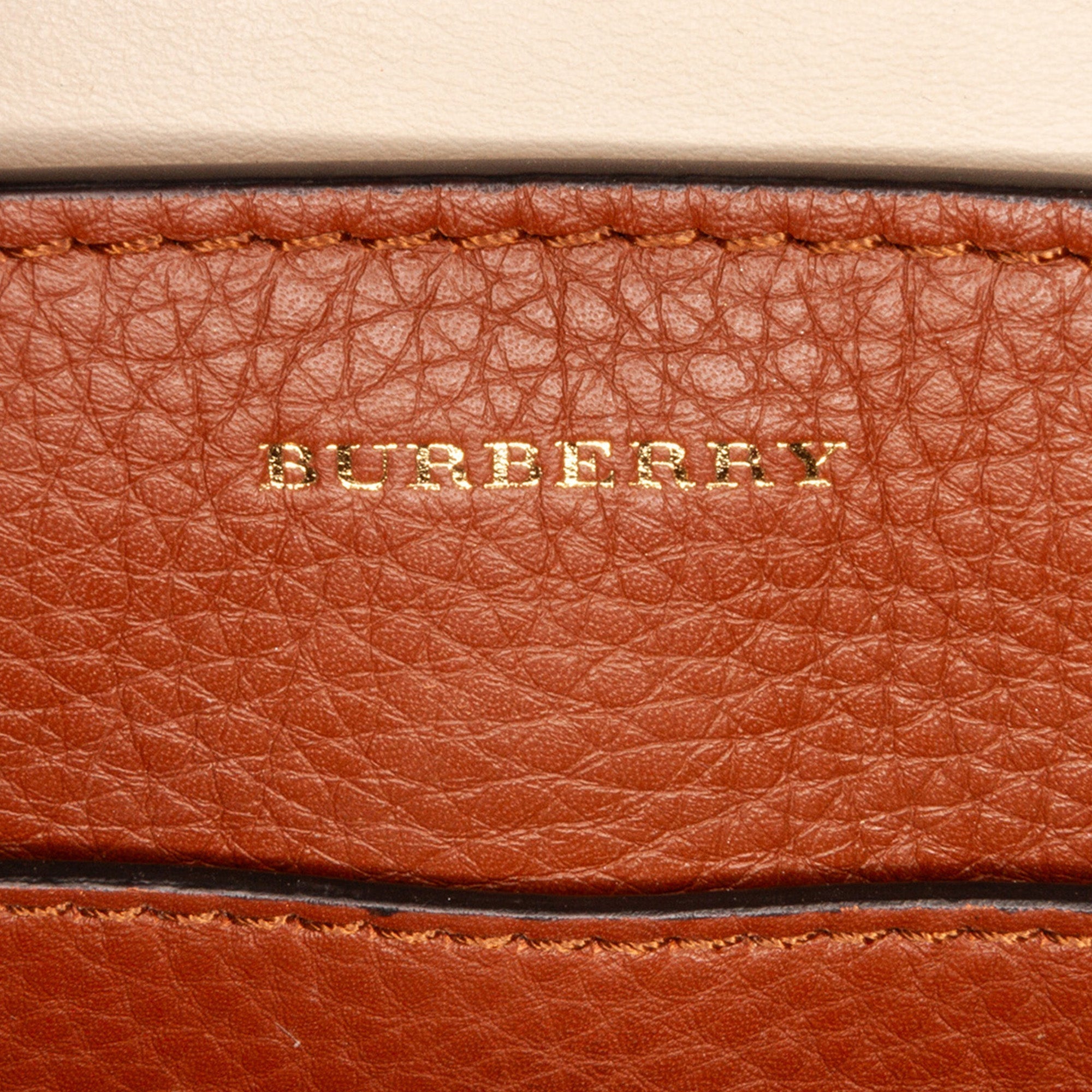 Burberry Belt Handbag Medium Brown Leather
