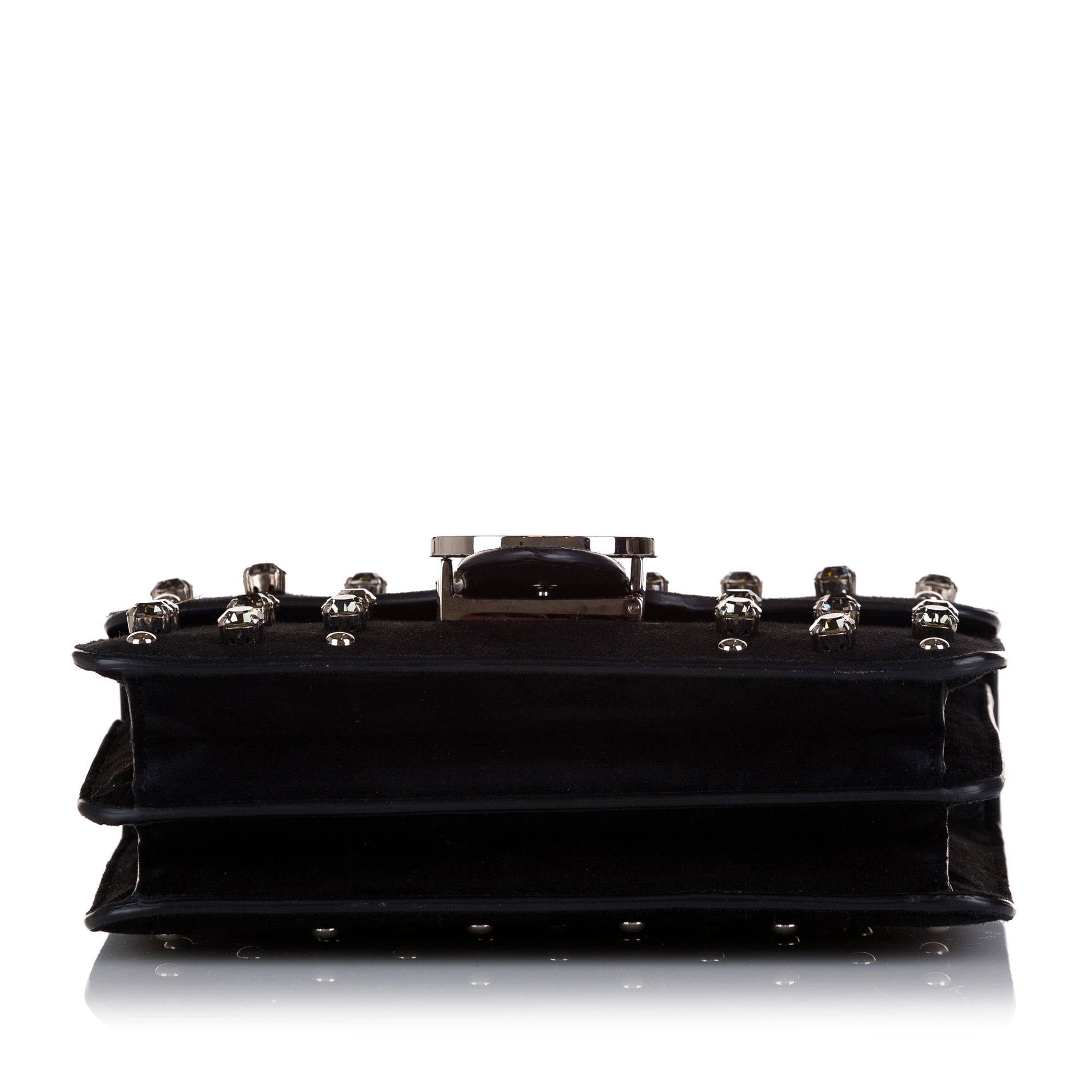 Gucci Chrystal Interlocking G Crossbody Bag Black Suede