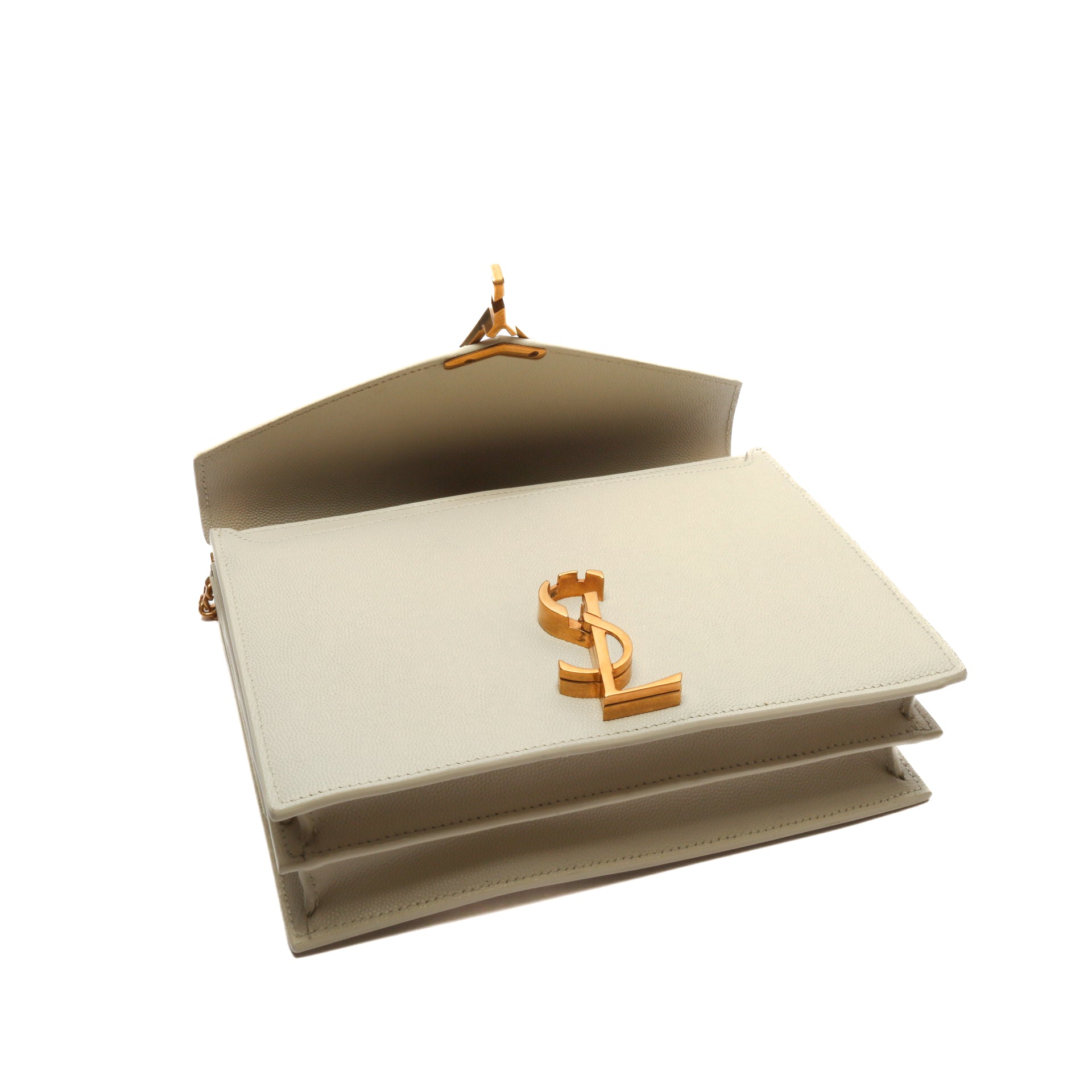 SAINT LAURENT Cassandra Medium Chain Bag- Blanc Vintage