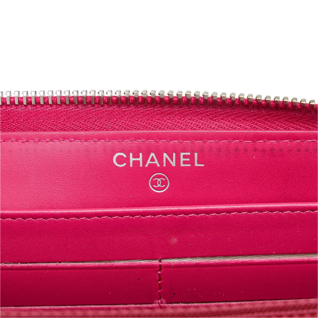 CHANEL CC Caviar Zip Around Wallet Long Wallets