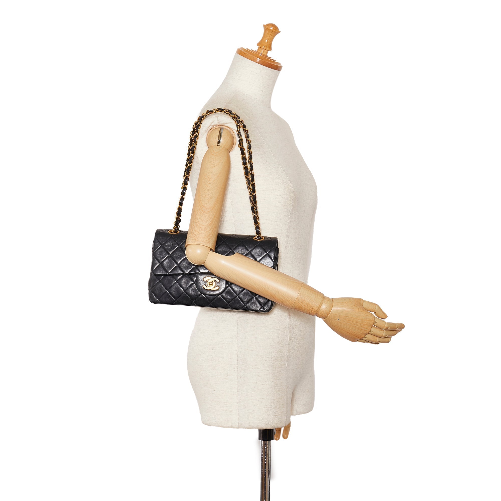 CHANEL Small Classic Lambskin Double Flap Shoulder Bag