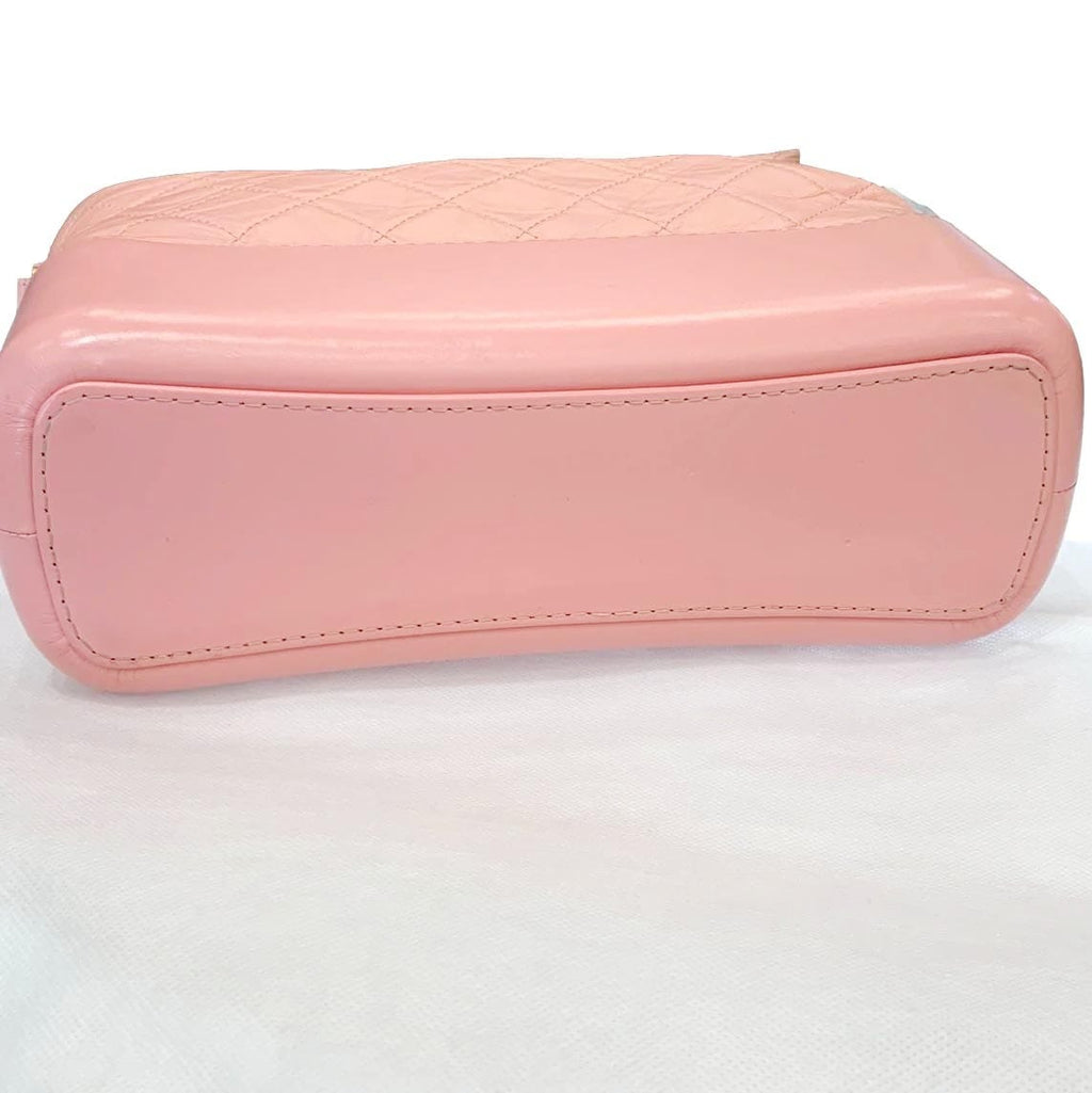 CHANEL Gabrielle Medium Aged Calfskin Leather Shoulder Bag Pink