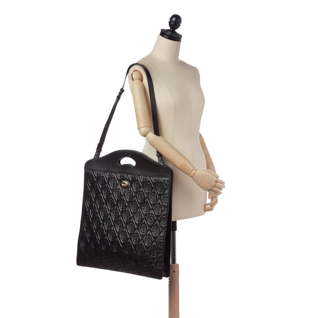 SALE Gucci Morpheus Handbag Black Embroidered Leather