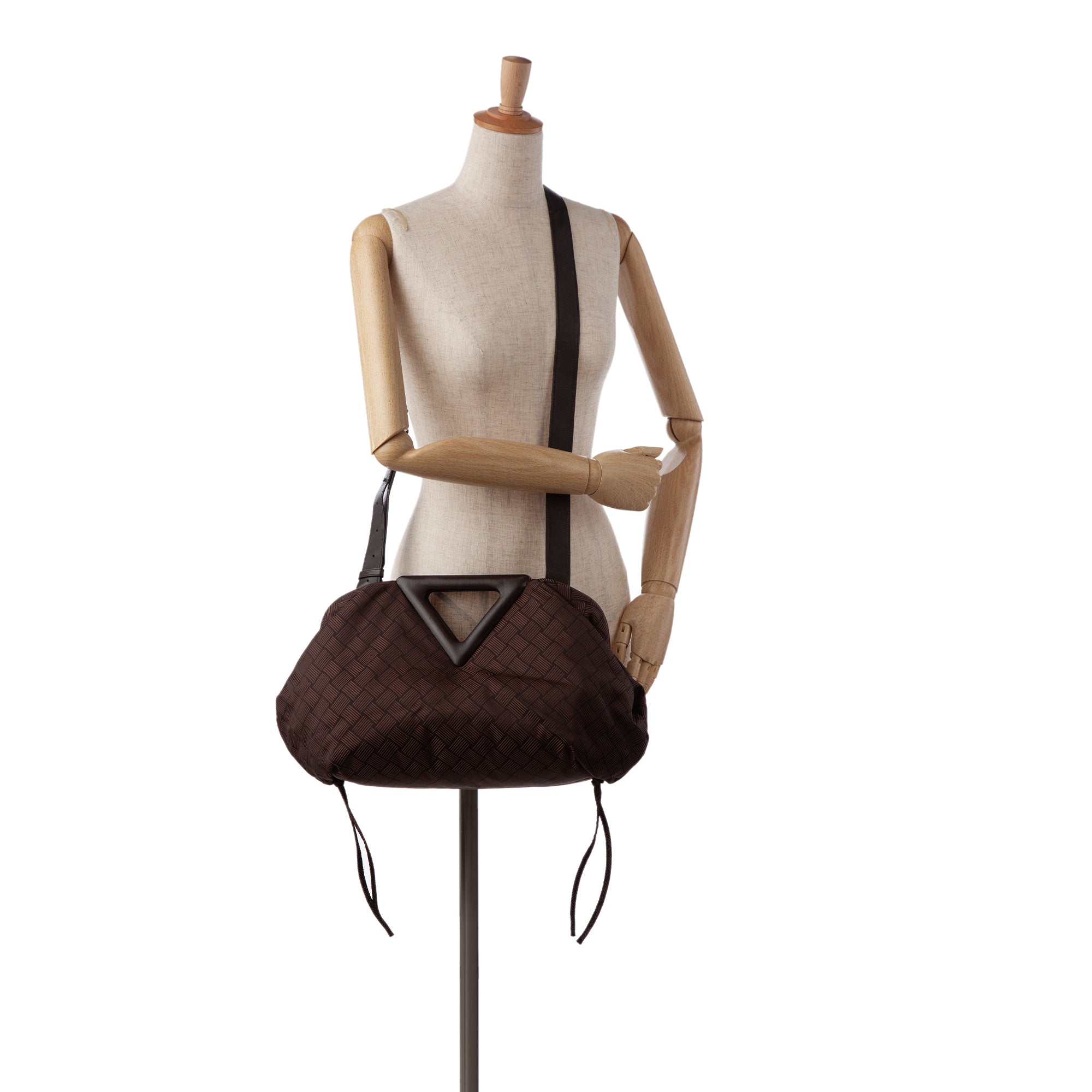 Bottega Veneta Point Brown Intrecciato Effect Canvas