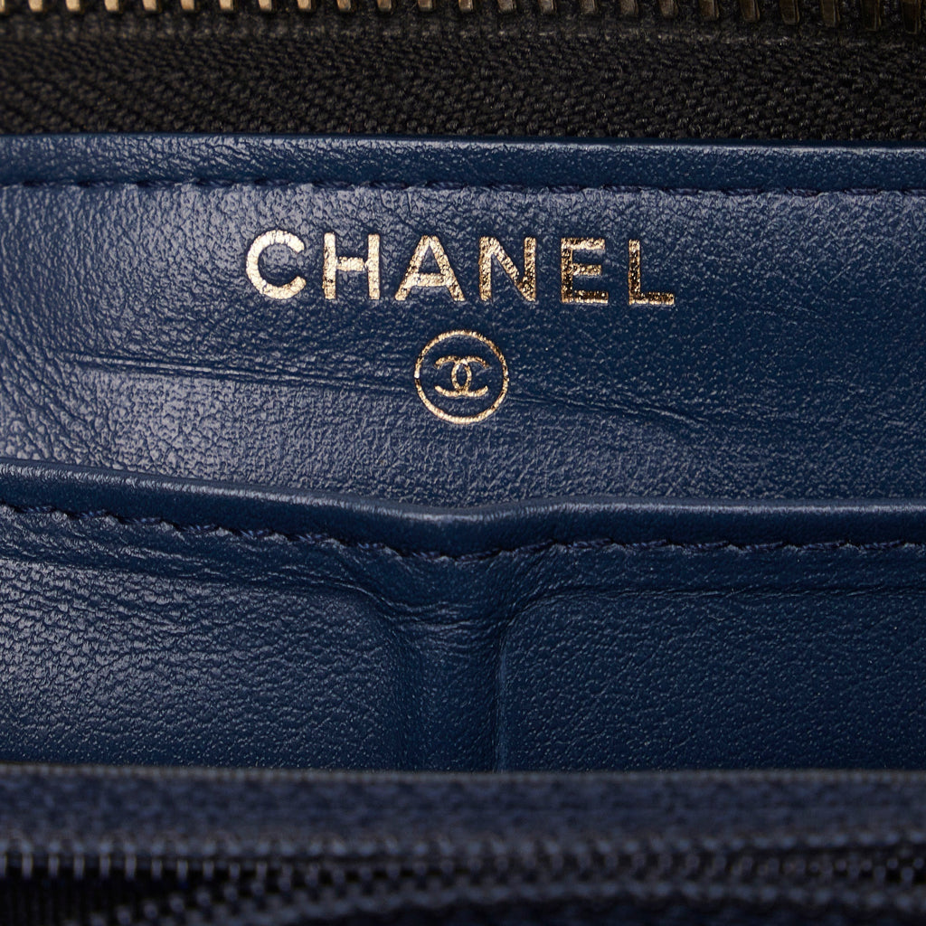 CHANEL CC Quilted Patent Zip Around Long Wallet Long Wallets