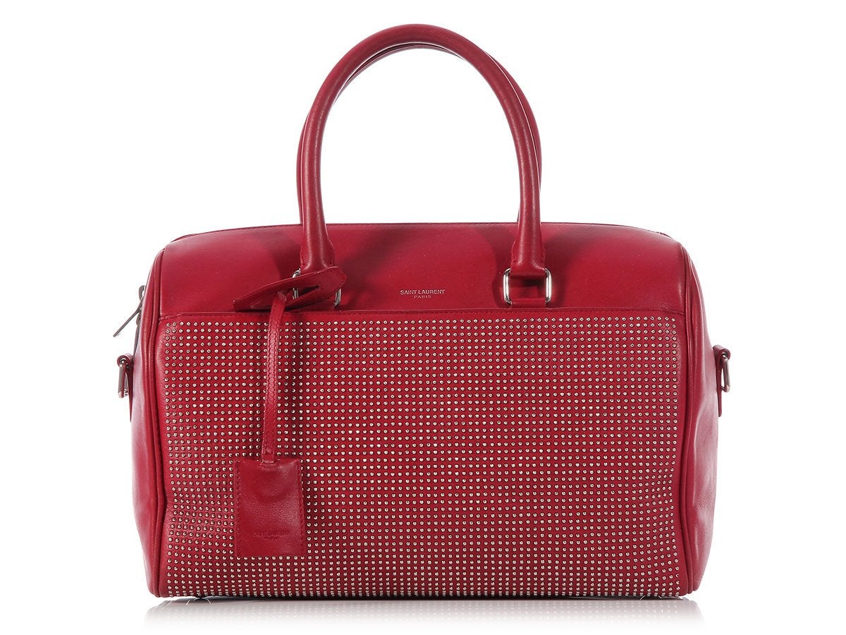 Saint Laurent Red Studded Classic 6 Hour Duffel