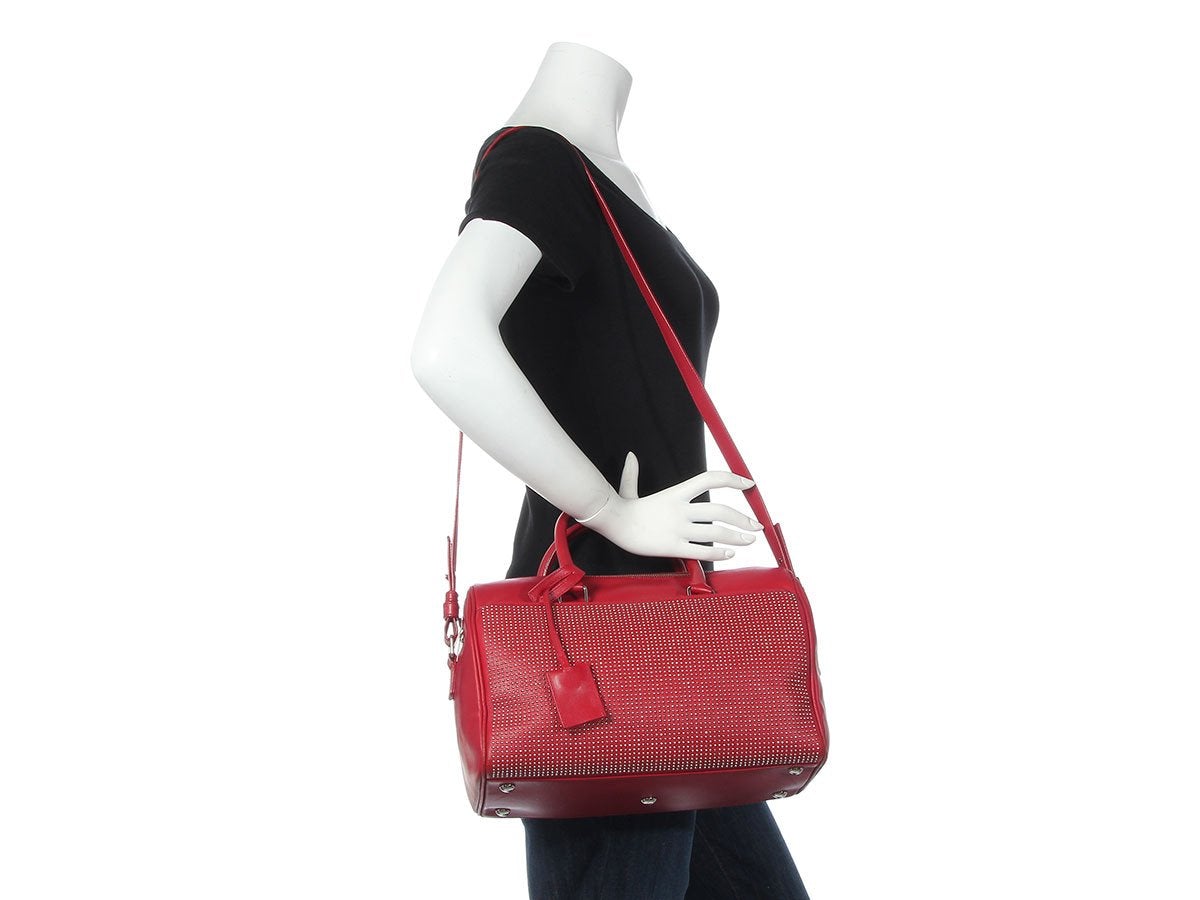 Saint Laurent Red Studded Classic 6 Hour Duffel
