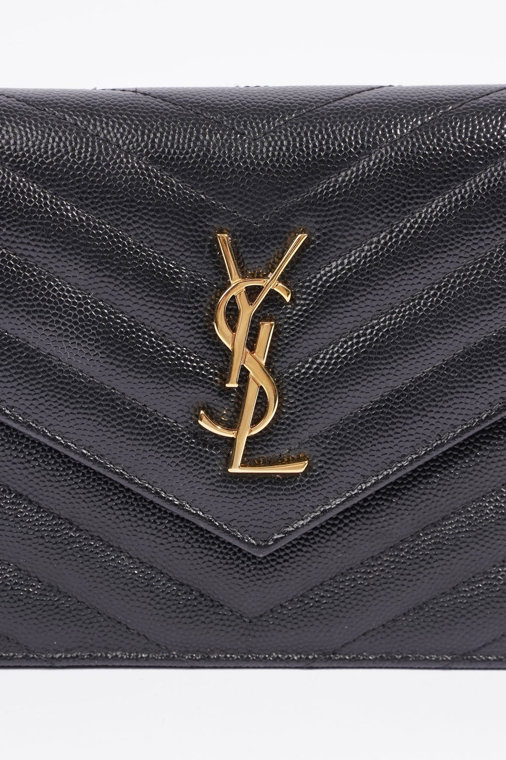 Saint Laurent Cassandra Chain Wallet Black Canvas One Size
