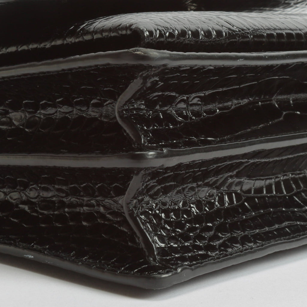 SAINT LAURENT Sunset Medium Black Croc