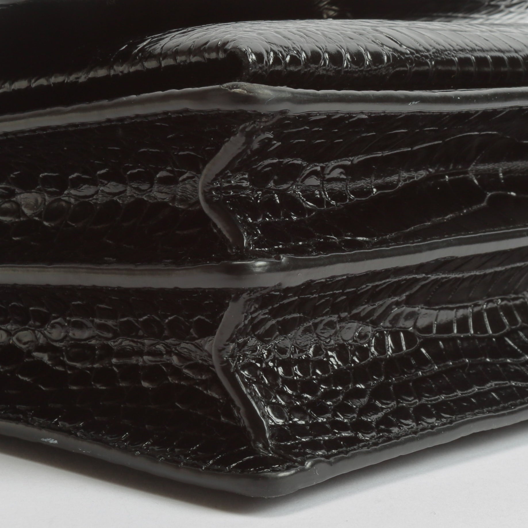 SAINT LAURENT Sunset Medium Black Croc