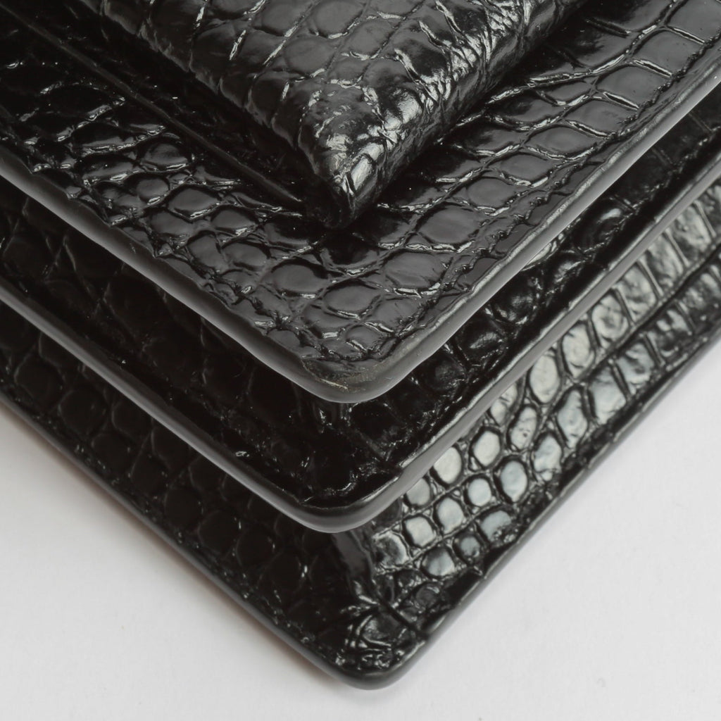 SAINT LAURENT Sunset Medium Black Croc